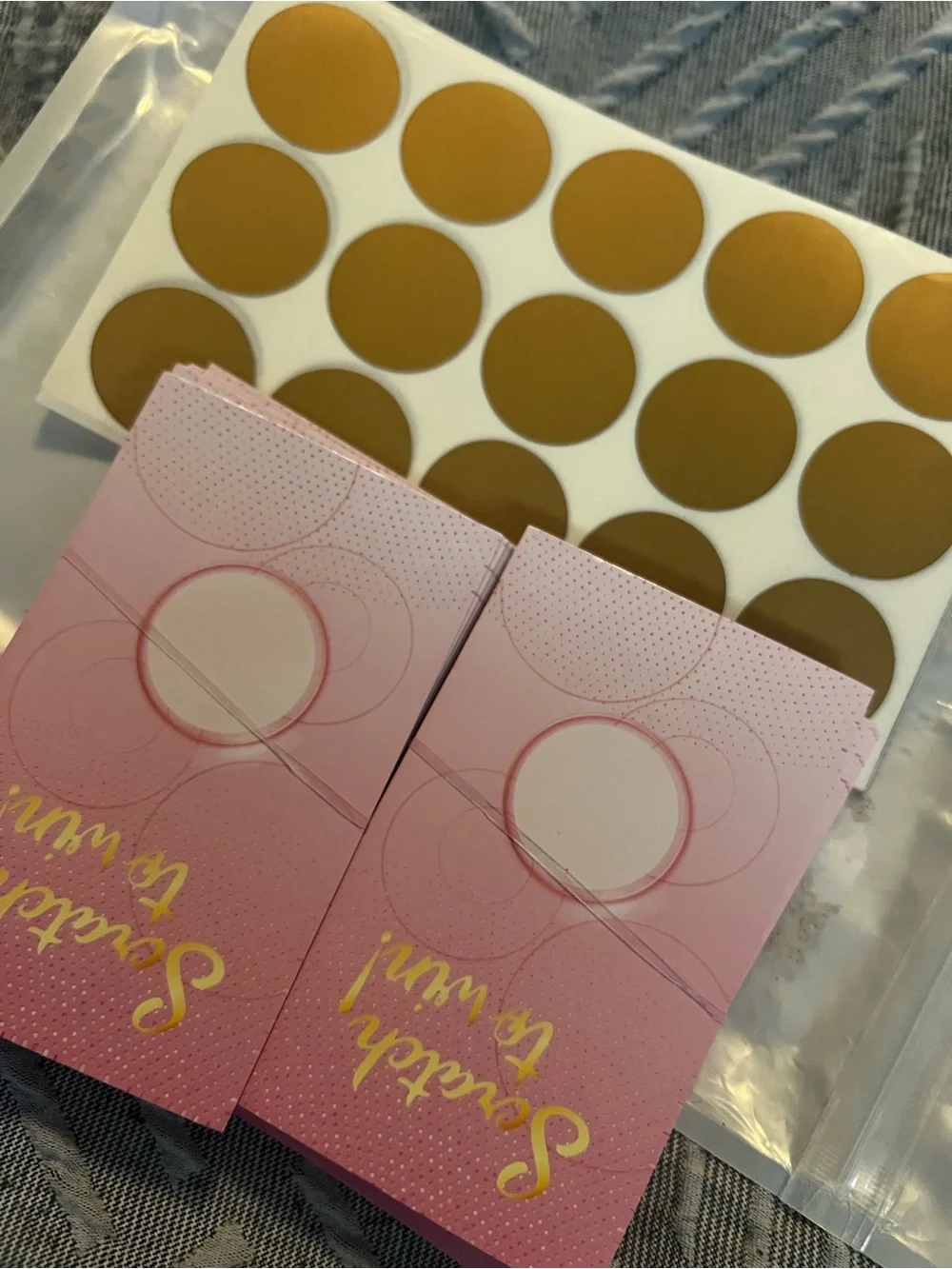Pink Scratch-Off Party Cards with Gold Reveal